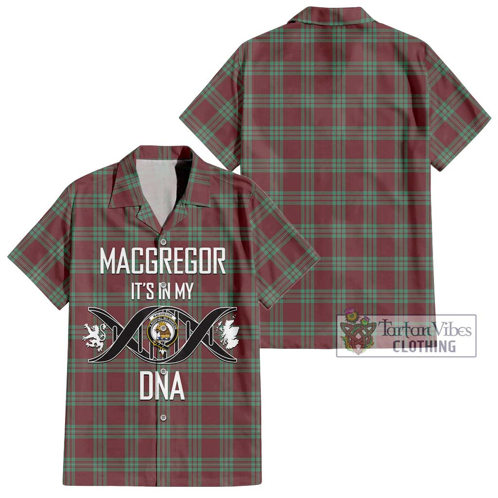 MacGregor Hunting Ancient Tartan Short Sleeve Button Shirt with Family Crest DNA In Me Style Kid - Tartanvibesclothing Shop