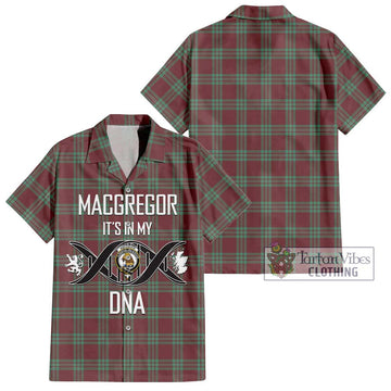 MacGregor Hunting Ancient Tartan Short Sleeve Button Shirt with Family Crest DNA In Me Style