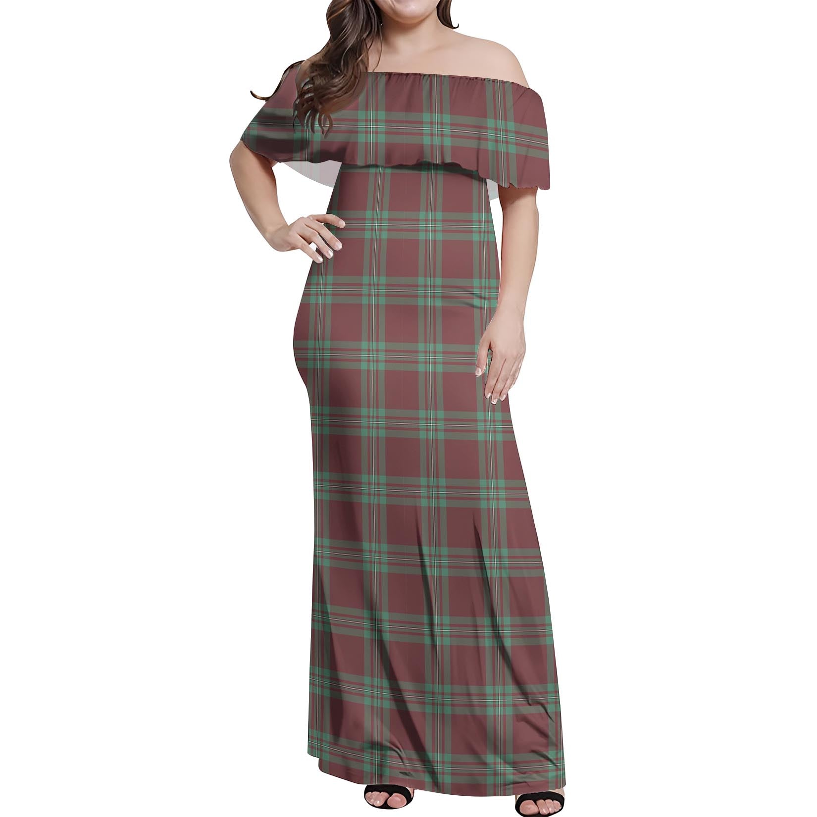 MacGregor Hunting Ancient Tartan Off Shoulder Long Dress Women's Dress - Tartanvibesclothing