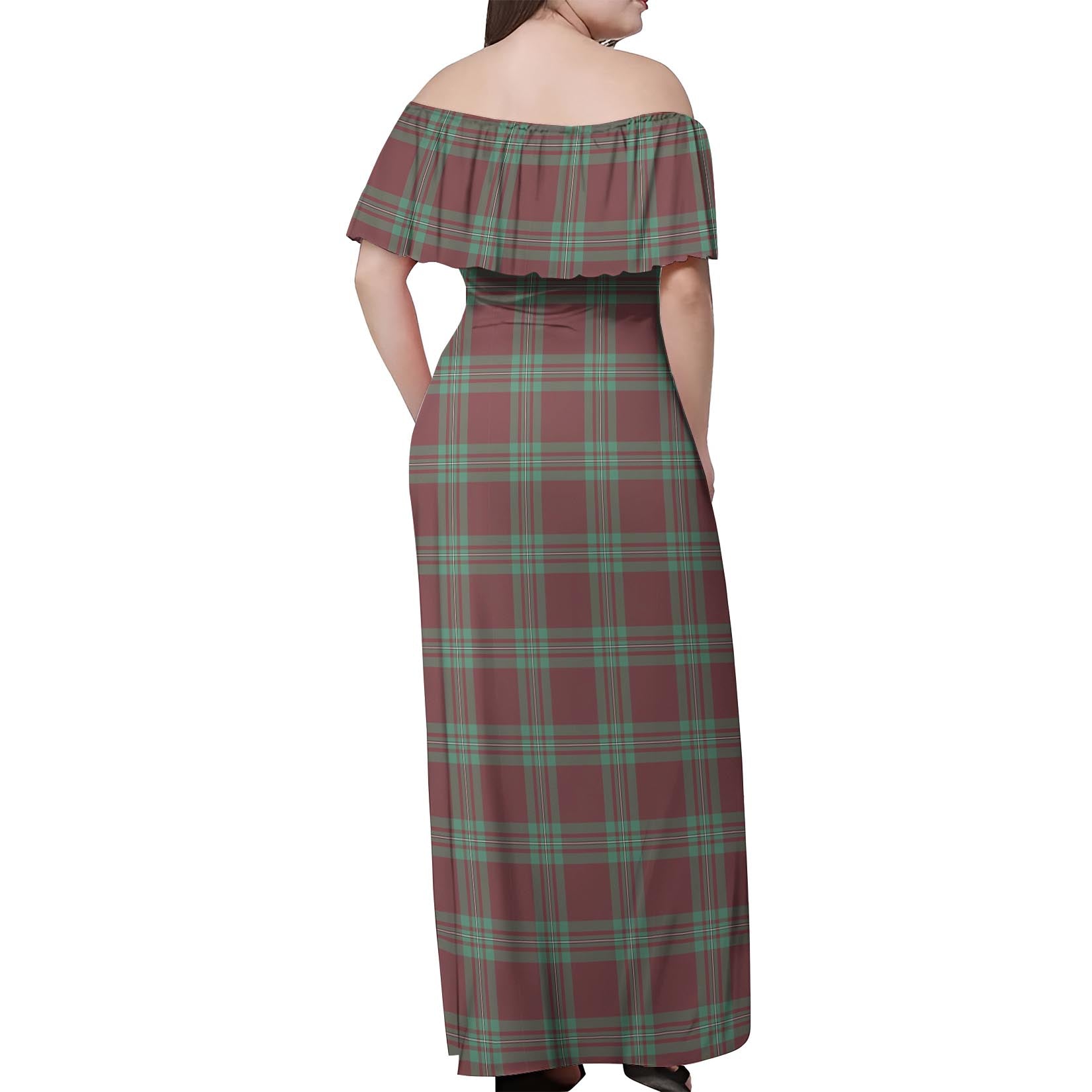 MacGregor Hunting Ancient Tartan Off Shoulder Long Dress - Tartanvibesclothing