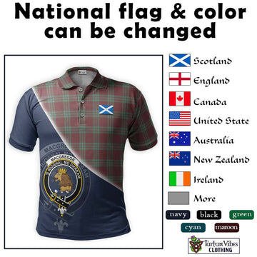 MacGregor Hunting Ancient Tartan Polo Shirt with Personalised National Flag and Family Crest Half Style