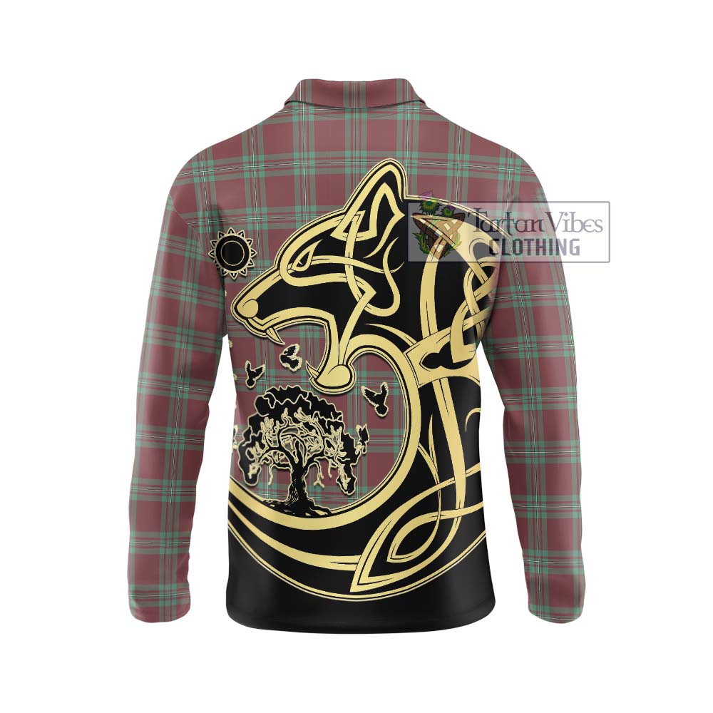 MacGregor Hunting Ancient Tartan Long Sleeve Polo Shirt with Family Crest Celtic Wolf Style - Tartanvibesclothing Shop