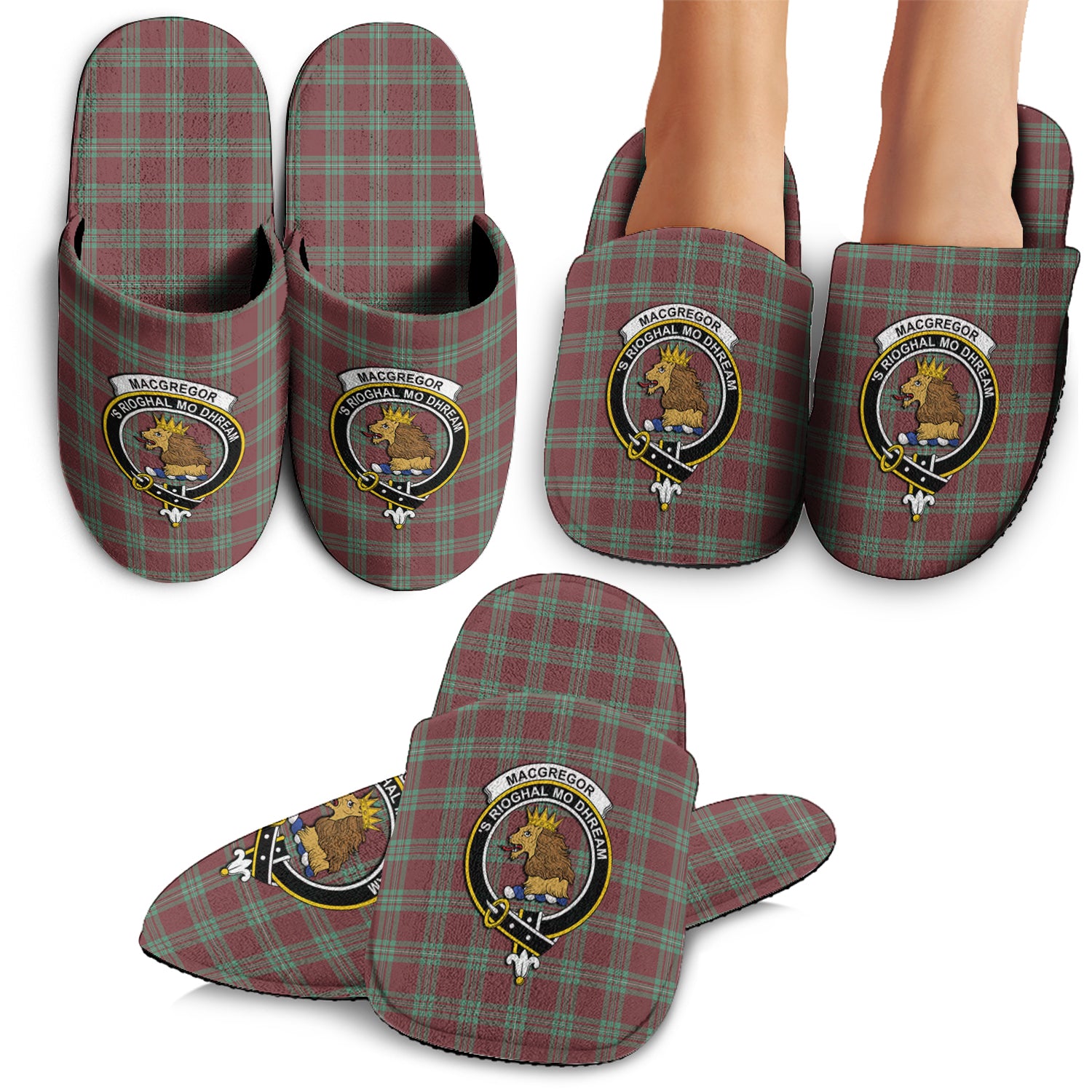 MacGregor Hunting Ancient Tartan Home Slippers with Family Crest - Tartanvibesclothing