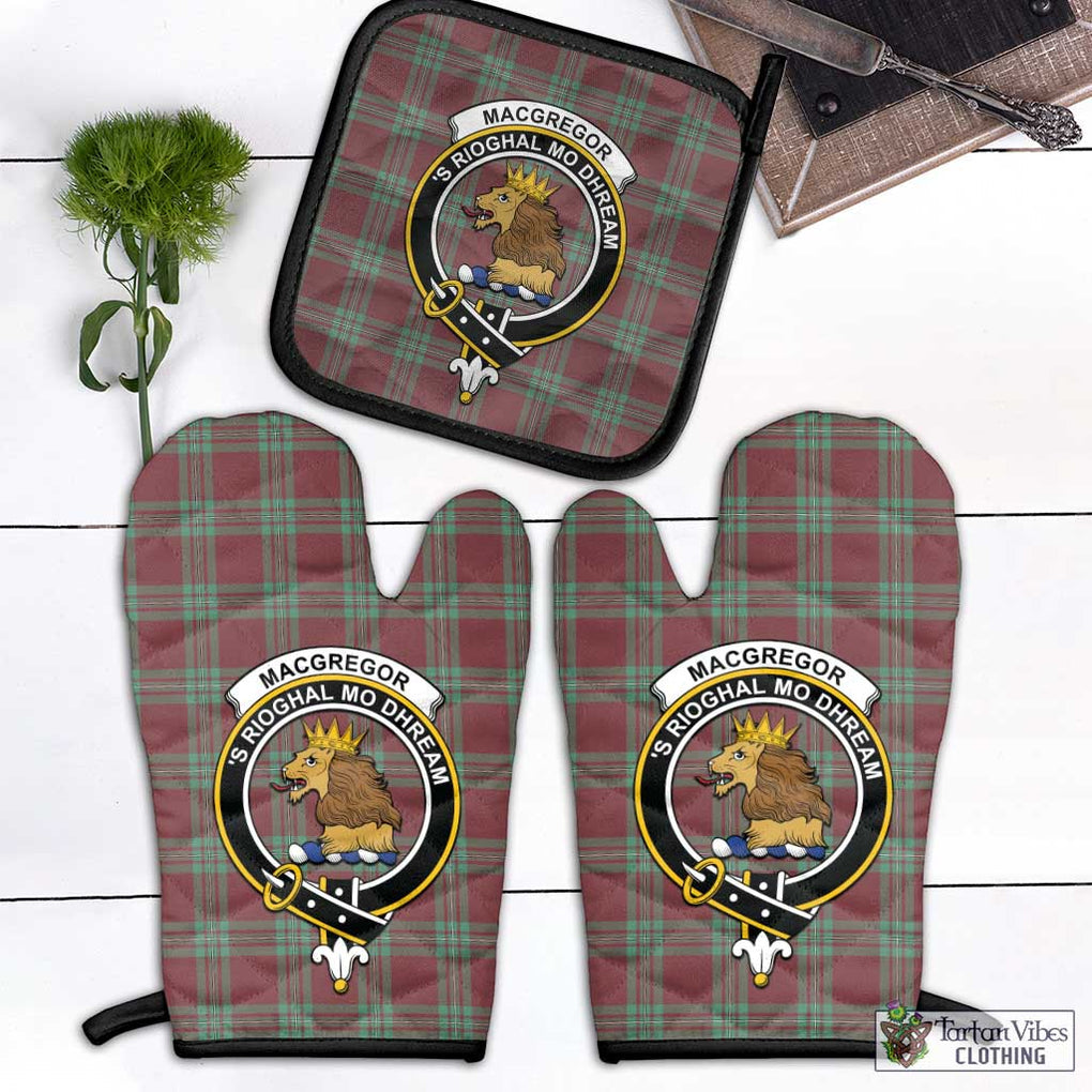 MacGregor Hunting Ancient Tartan Combo Oven Mitt & Pot-Holder with Family Crest Combo 1 Oven Mitt & 1 Pot-Holder Black - Tartan Vibes Clothing