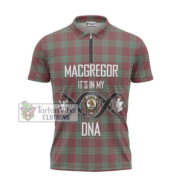 MacGregor Hunting Ancient Tartan Zipper Polo Shirt with Family Crest DNA In Me Style