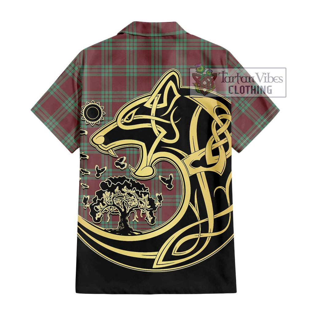 MacGregor Hunting Ancient Tartan Short Sleeve Button Shirt with Family Crest Celtic Wolf Style - Tartan Vibes Clothing