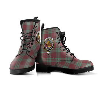 MacGregor Hunting Ancient Tartan Leather Boots with Family Crest