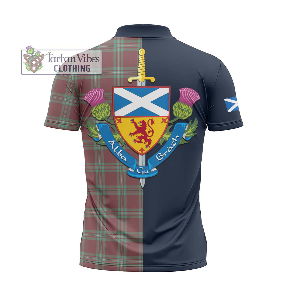 Tartan Vibes Clothing MacGregor Hunting Ancient Tartan Zipper Polo Shirt with Scottish Lion Royal Arm Half Style