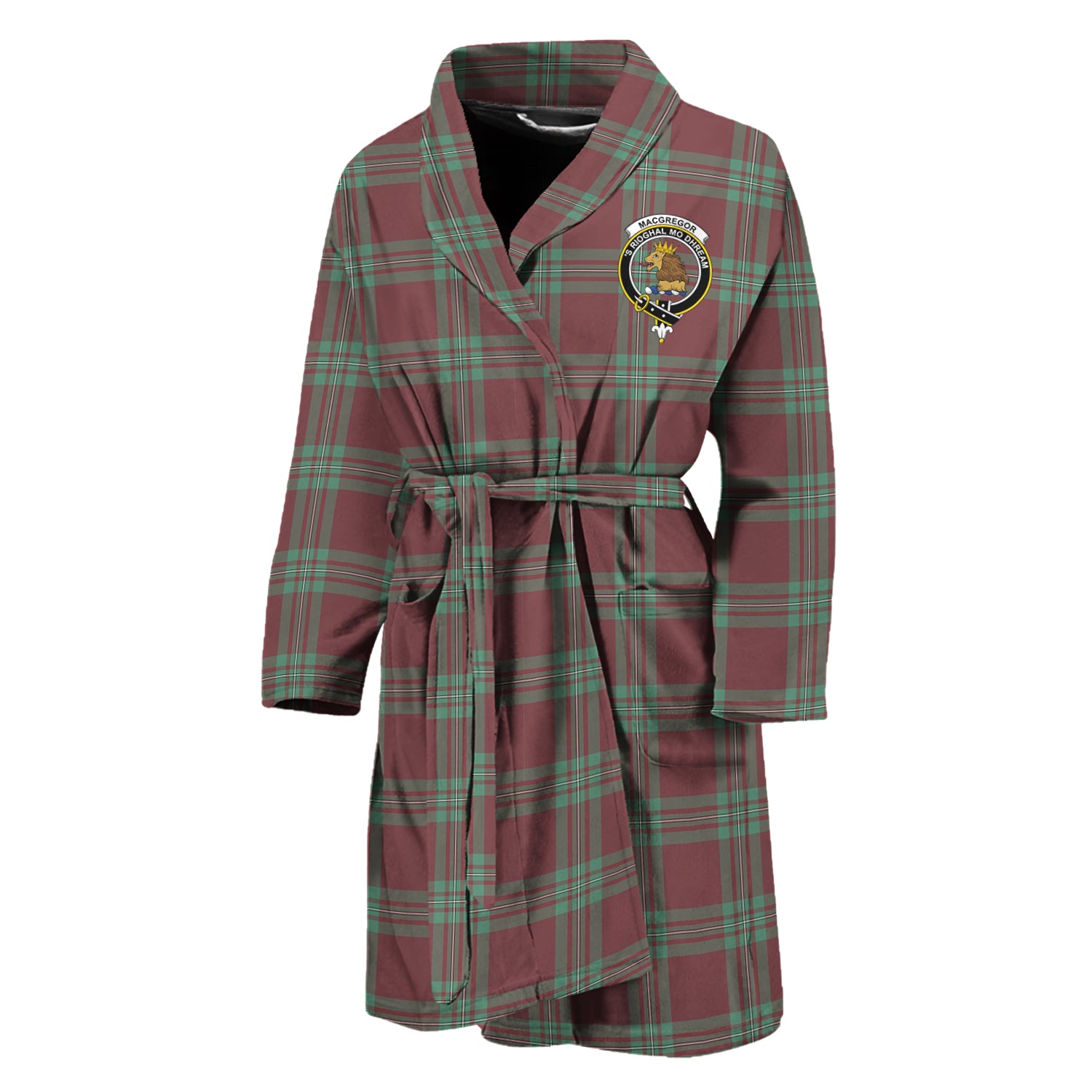 MacGregor Hunting Ancient Tartan Bathrobe with Family Crest Unisex M - Tartan Vibes Clothing