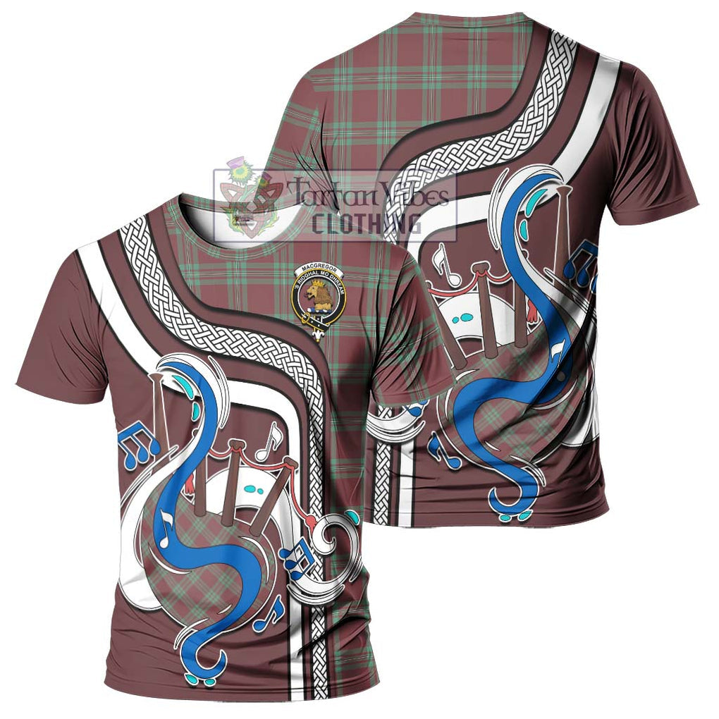 MacGregor Hunting Ancient Tartan T-Shirt with Epic Bagpipe Style - Tartanvibesclothing Shop