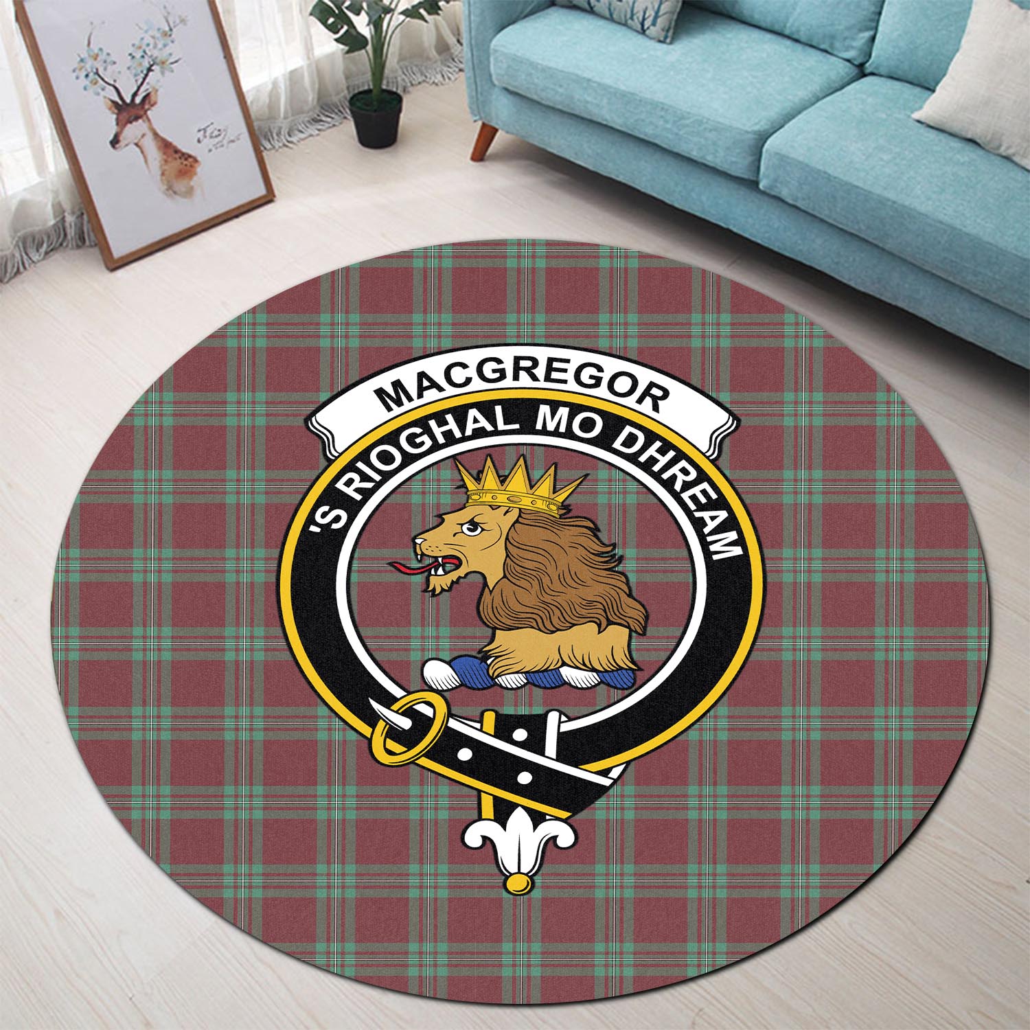 macgregor-hunting-ancient-tartan-round-rug-with-family-crest