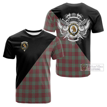 MacGregor Hunting Ancient Tartan Cotton T-shirt with Family Crest and Military Logo Style