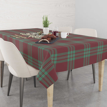 MacGregor Hunting Ancient Tartan Tablecloth with Clan Crest and the Golden Sword of Courageous Legacy