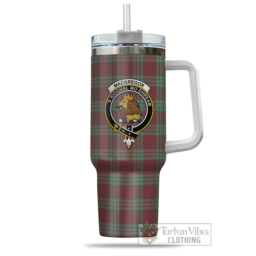 Tartan Vibes Clothing MacGregor Hunting Ancient Tartan and Family Crest Tumbler with Handle