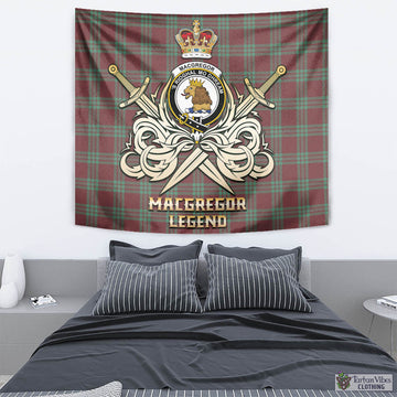 MacGregor Hunting Ancient Tartan Tapestry with Clan Crest and the Golden Sword of Courageous Legacy