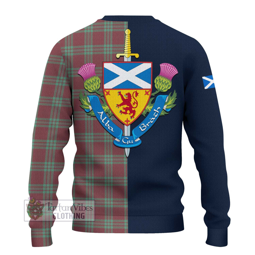 Tartan Vibes Clothing MacGregor Hunting Ancient Tartan Knitted Sweater with Scottish Lion Royal Arm Half Style