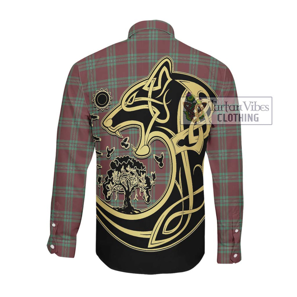 MacGregor Hunting Ancient Tartan Long Sleeve Button Shirt with Family Crest Celtic Wolf Style Men's Shirt - Tartan Vibes Clothing