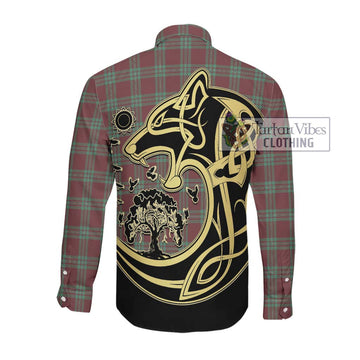 MacGregor Hunting Ancient Tartan Long Sleeve Button Shirt with Family Crest Celtic Wolf Style