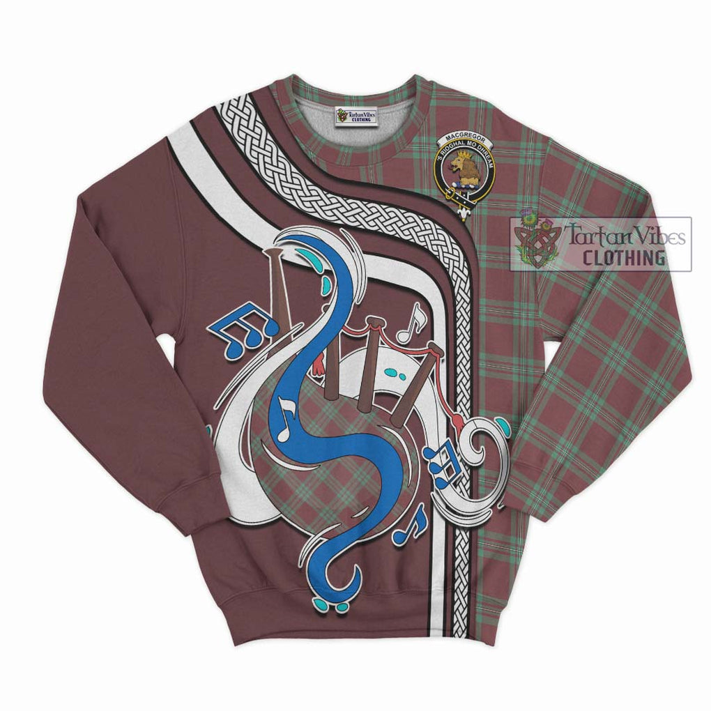 Tartan Vibes Clothing MacGregor Hunting Ancient Tartan Sweatshirt with Epic Bagpipe Style