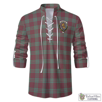 MacGregor Hunting Ancient Tartan Men's Scottish Traditional Jacobite Ghillie Kilt Shirt with Family Crest