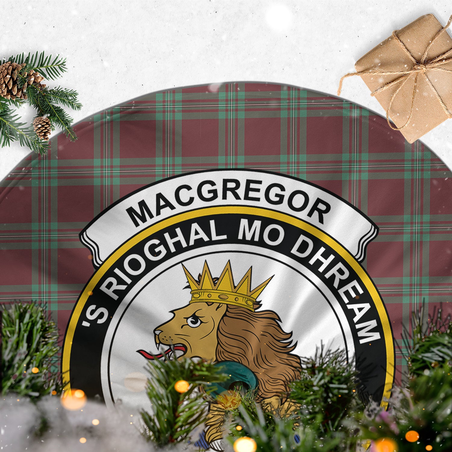 MacGregor Hunting Ancient Tartan Christmas Tree Skirt with Family Crest - Tartanvibesclothing