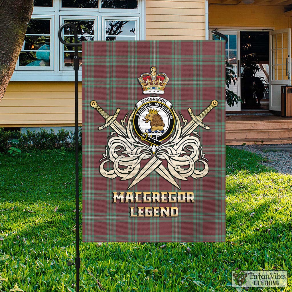 Tartan Vibes Clothing MacGregor Hunting Ancient Tartan Flag with Clan Crest and the Golden Sword of Courageous Legacy