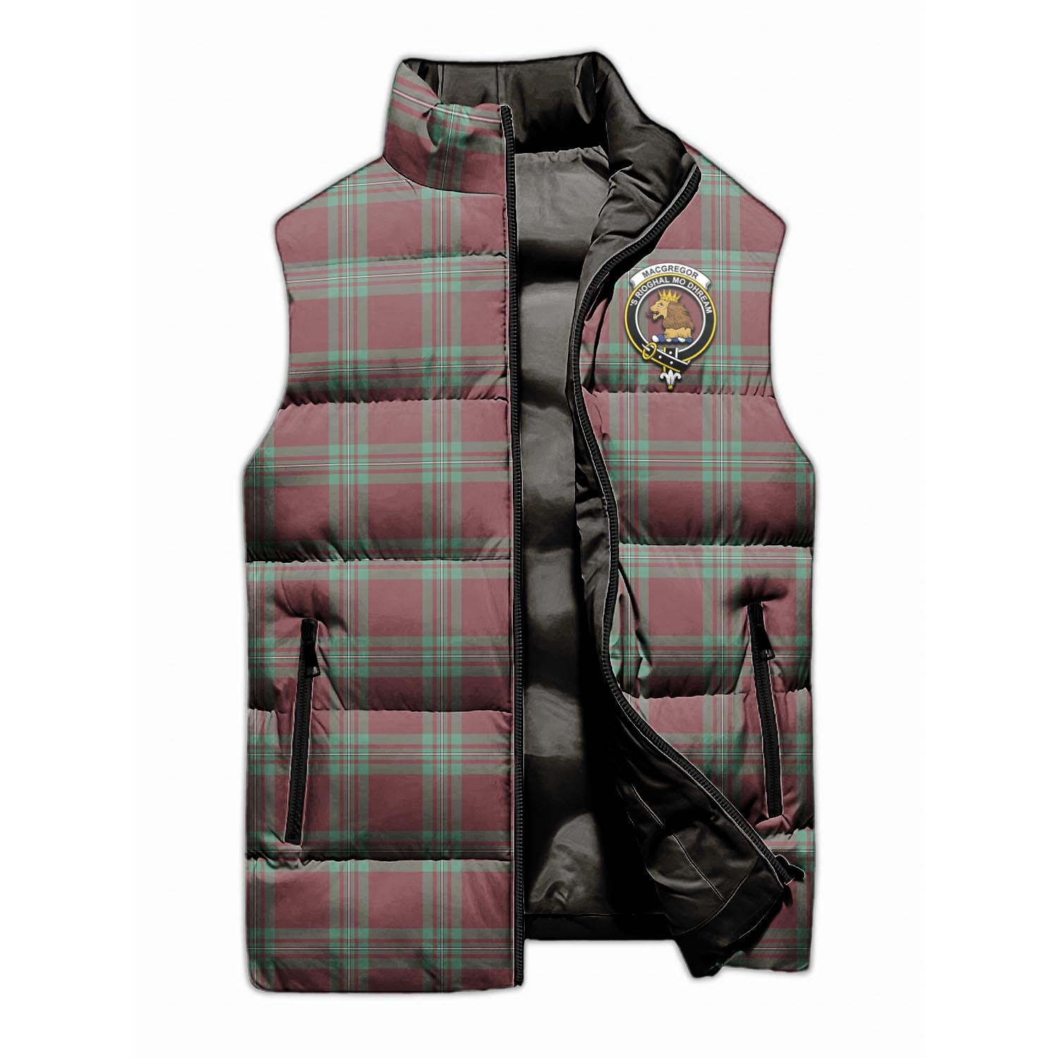 MacGregor Hunting Ancient Tartan Sleeveless Puffer Jacket with Family Crest - Tartanvibesclothing