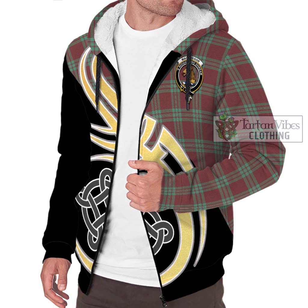 MacGregor Hunting Ancient Tartan Sherpa Hoodie with Family Crest and Celtic Symbol Style - Tartan Vibes Clothing