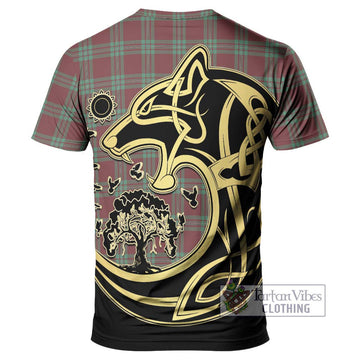 MacGregor Hunting Ancient Tartan T-Shirt with Family Crest Celtic Wolf Style