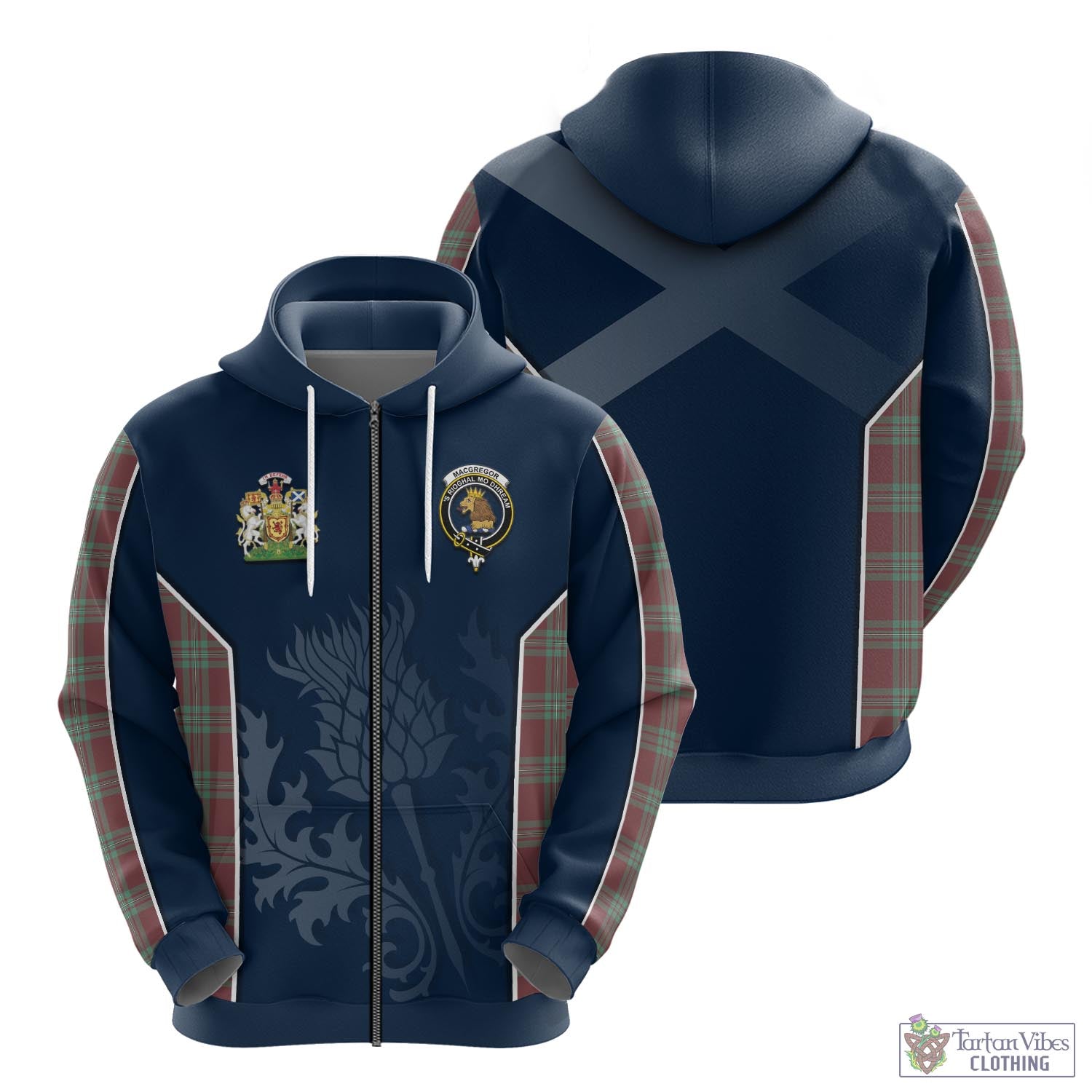 Tartan Vibes Clothing MacGregor Hunting Ancient Tartan Hoodie with Family Crest and Scottish Thistle Vibes Sport Style