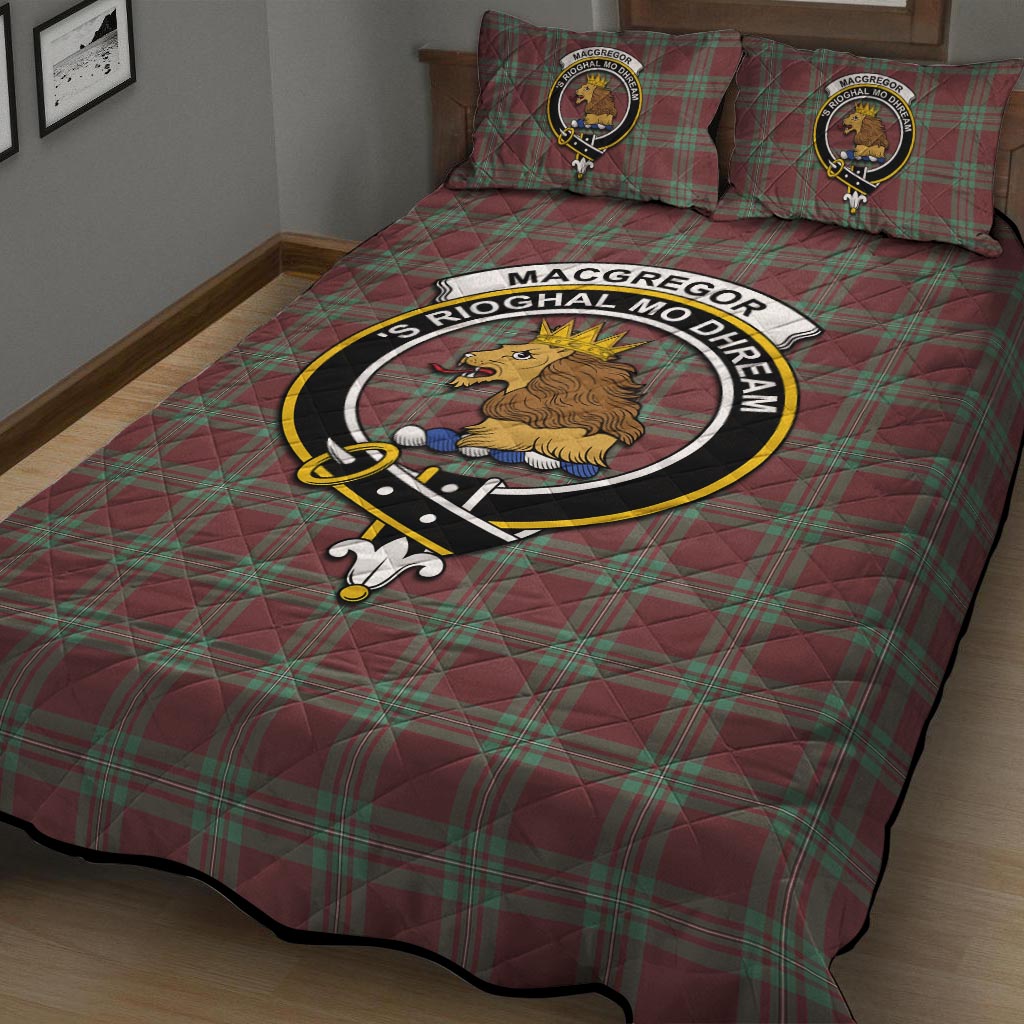 MacGregor Hunting Ancient Tartan Quilt Bed Set with Family Crest - Tartan Vibes Clothing