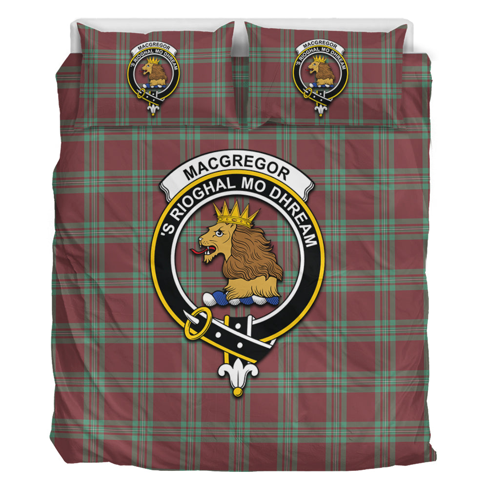 MacGregor Hunting Ancient Tartan Bedding Set with Family Crest - Tartan Vibes Clothing