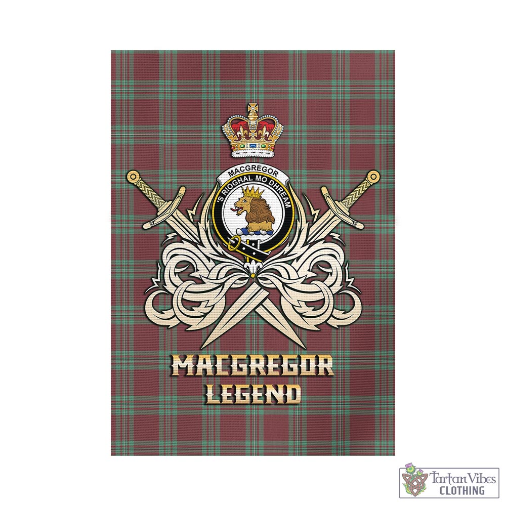 Tartan Vibes Clothing MacGregor Hunting Ancient Tartan Flag with Clan Crest and the Golden Sword of Courageous Legacy