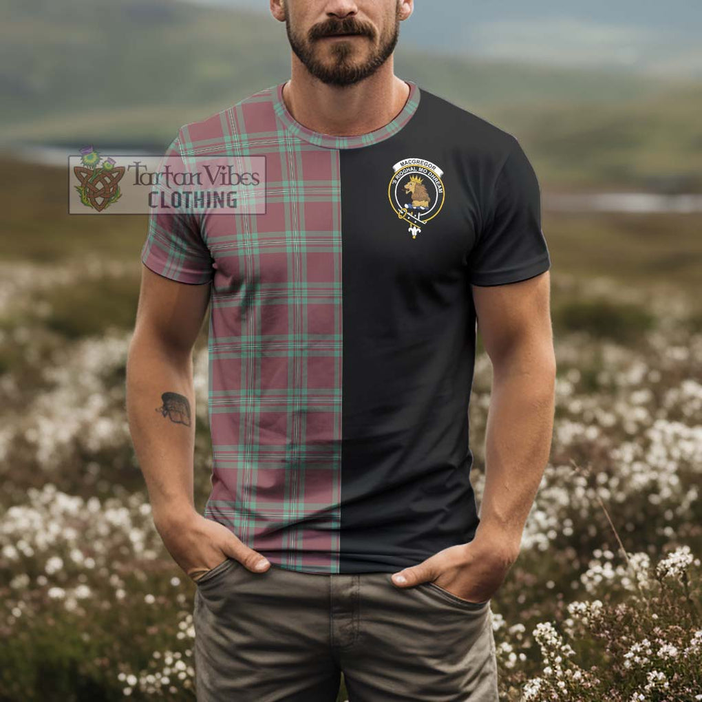 MacGregor Hunting Ancient Tartan T-Shirt with Family Crest and Half Of Me Style - Tartanvibesclothing Shop