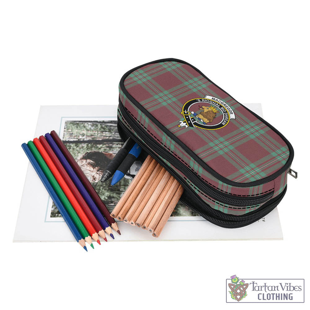 Tartan Vibes Clothing MacGregor Hunting Ancient Tartan Pen and Pencil Case with Family Crest