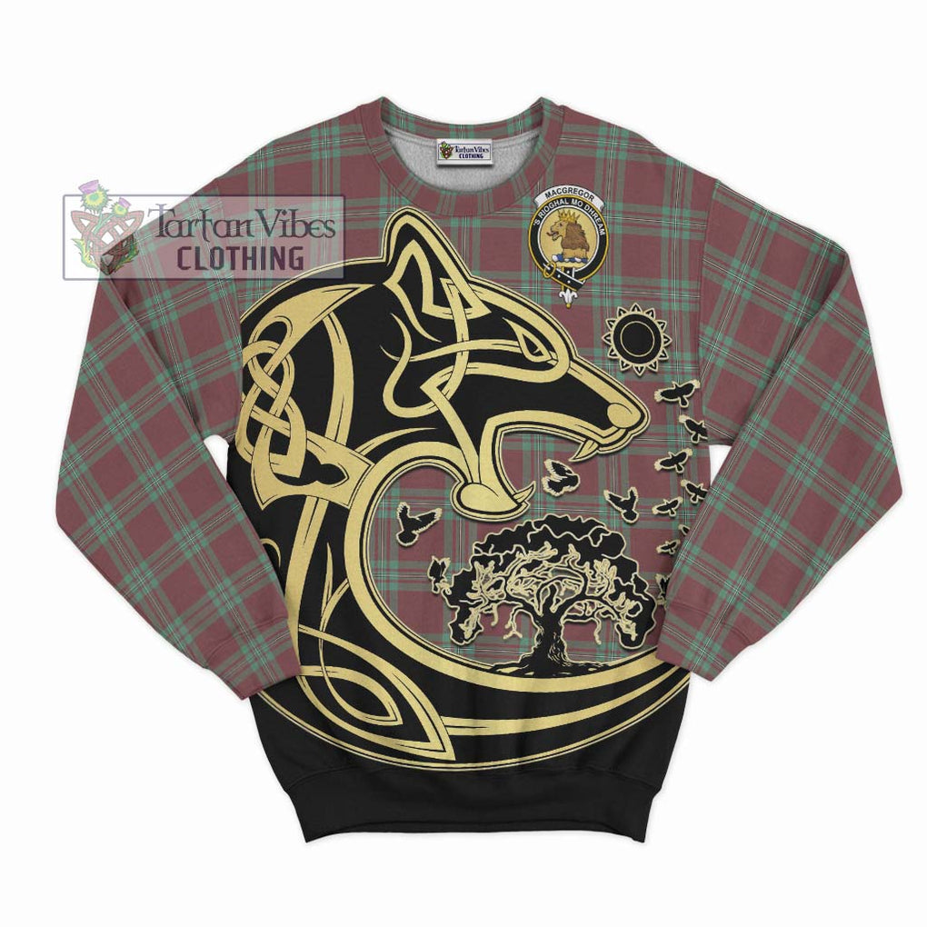 MacGregor Hunting Ancient Tartan Sweatshirt with Family Crest Celtic Wolf Style - Tartan Vibes Clothing