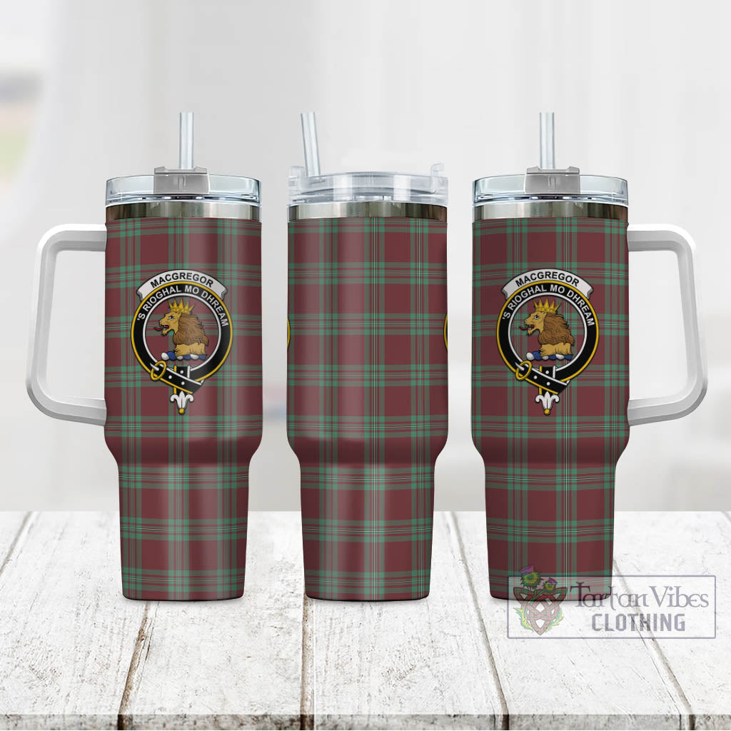 Tartan Vibes Clothing MacGregor Hunting Ancient Tartan and Family Crest Tumbler with Handle