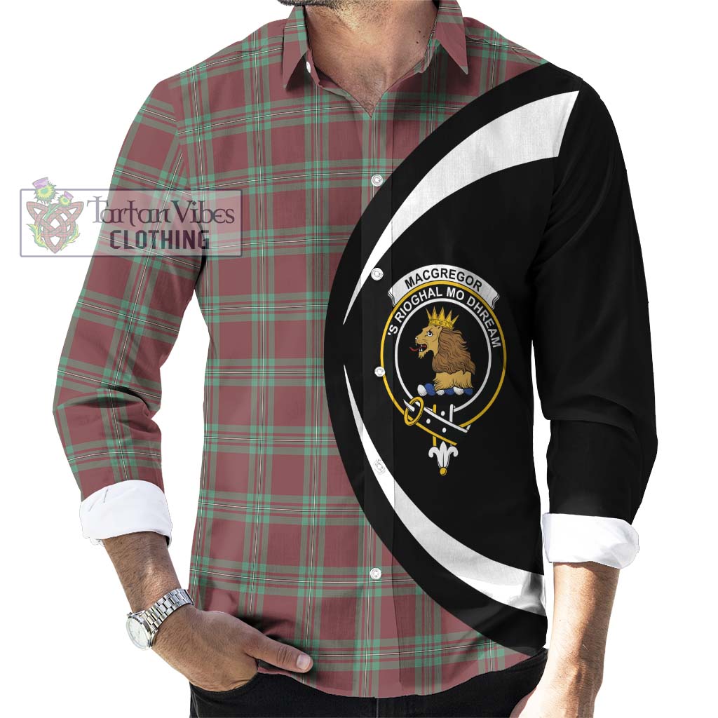 MacGregor Hunting Ancient Tartan Long Sleeve Button Up with Family Crest Circle Style - Tartan Vibes Clothing