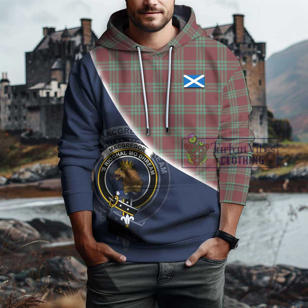 MacGregor Hunting Ancient Tartan Hoodie with Personalised National Flag and Family Crest Half Style - Tartanvibesclothing Shop