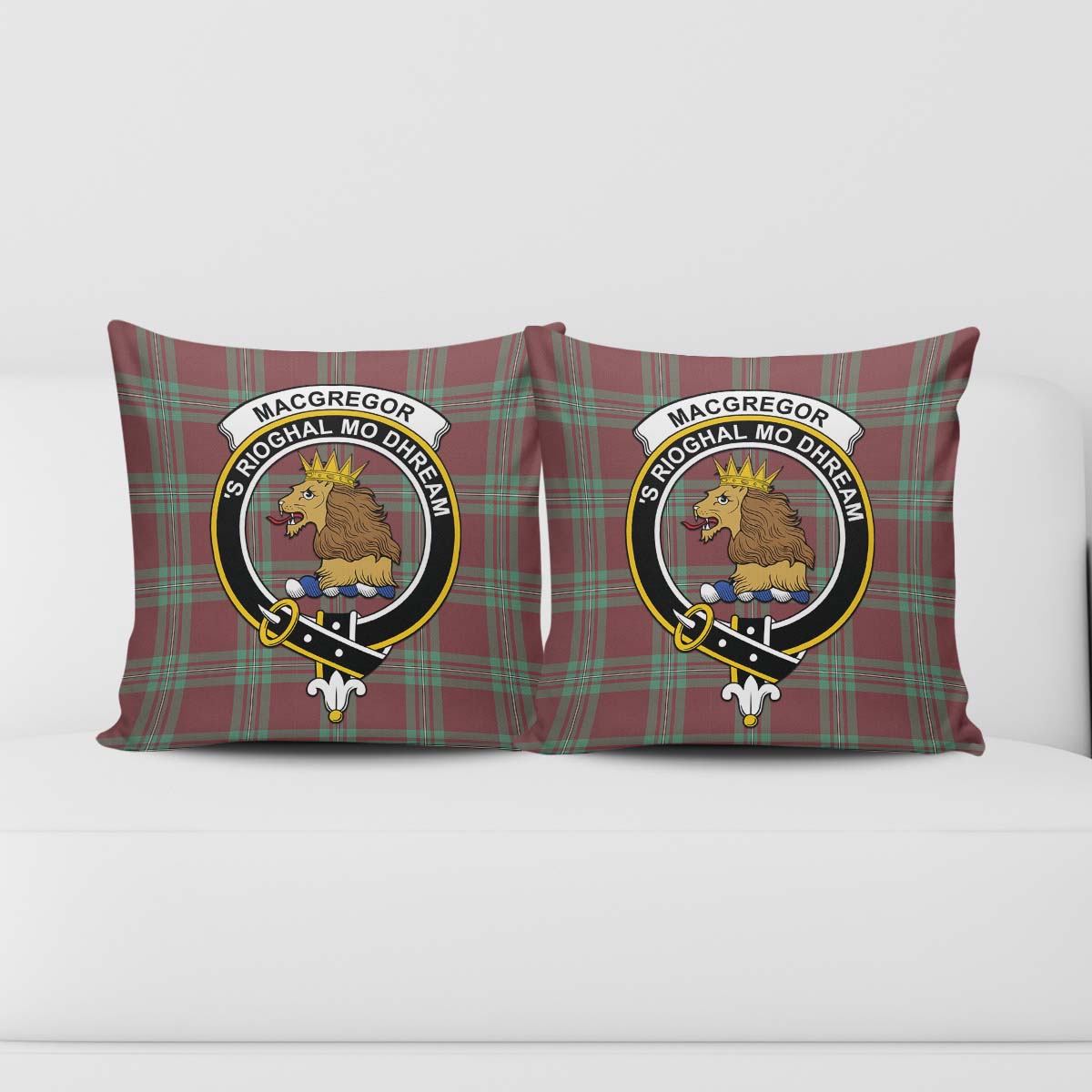 MacGregor Hunting Ancient Tartan Pillow Cover with Family Crest - Tartanvibesclothing