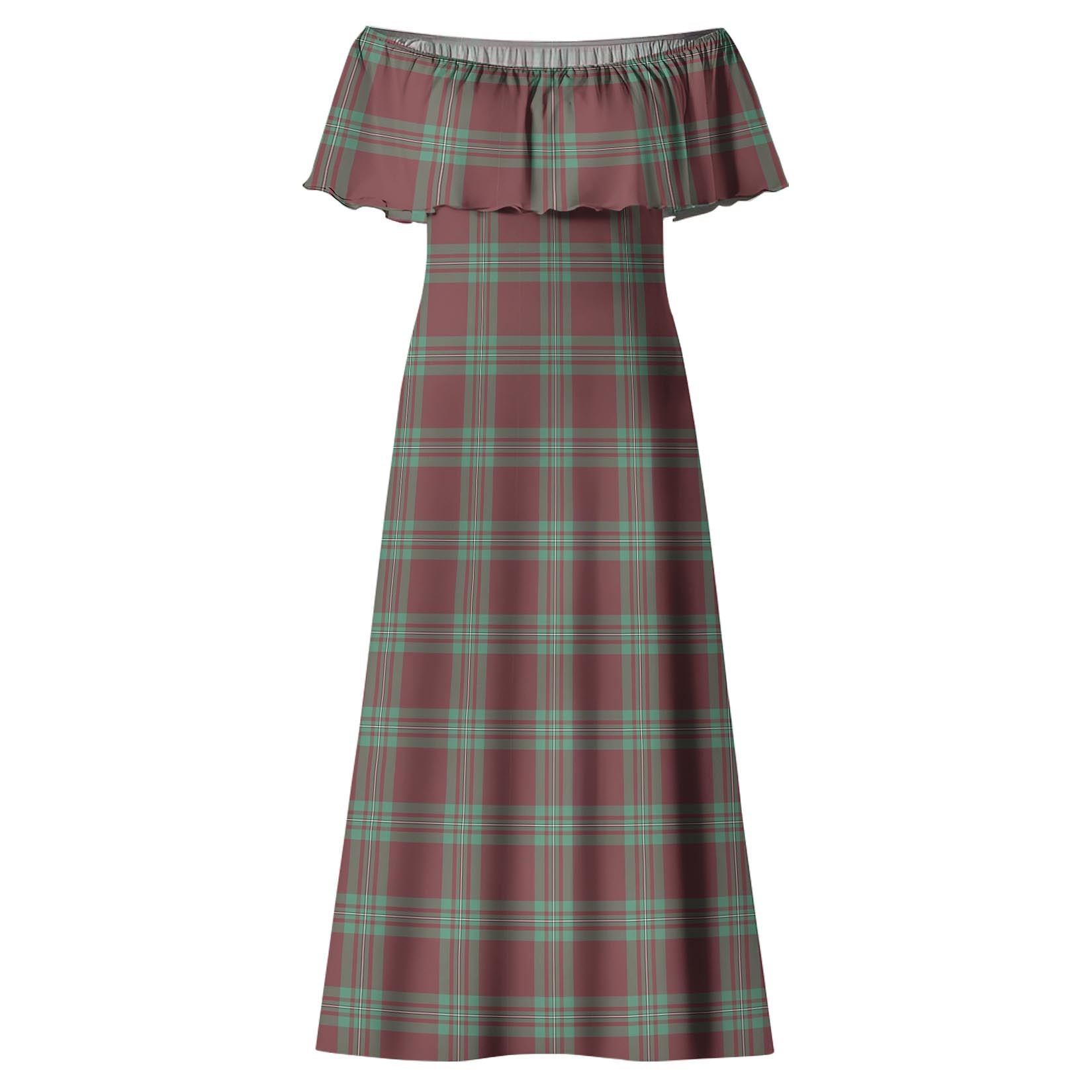 MacGregor Hunting Ancient Tartan Off Shoulder Long Dress - Tartanvibesclothing