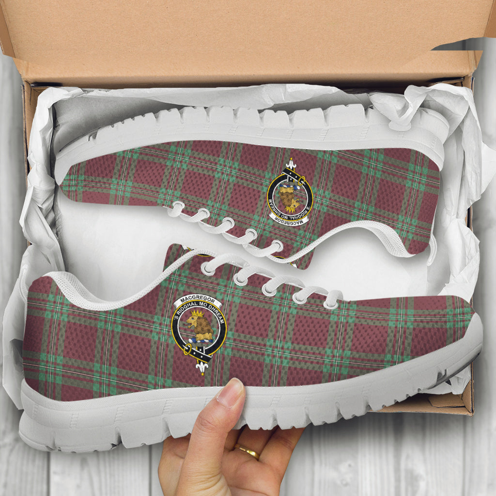 MacGregor Hunting Ancient Tartan Sneakers with Family Crest - Tartan Vibes Clothing