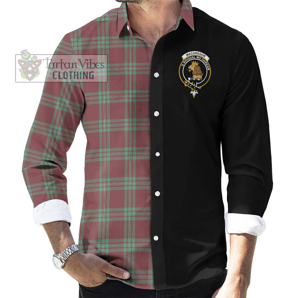 MacGregor Hunting Ancient Tartan Long Sleeve Button Shirt with Family Crest and Half Of Me Style - Tartanvibesclothing Shop