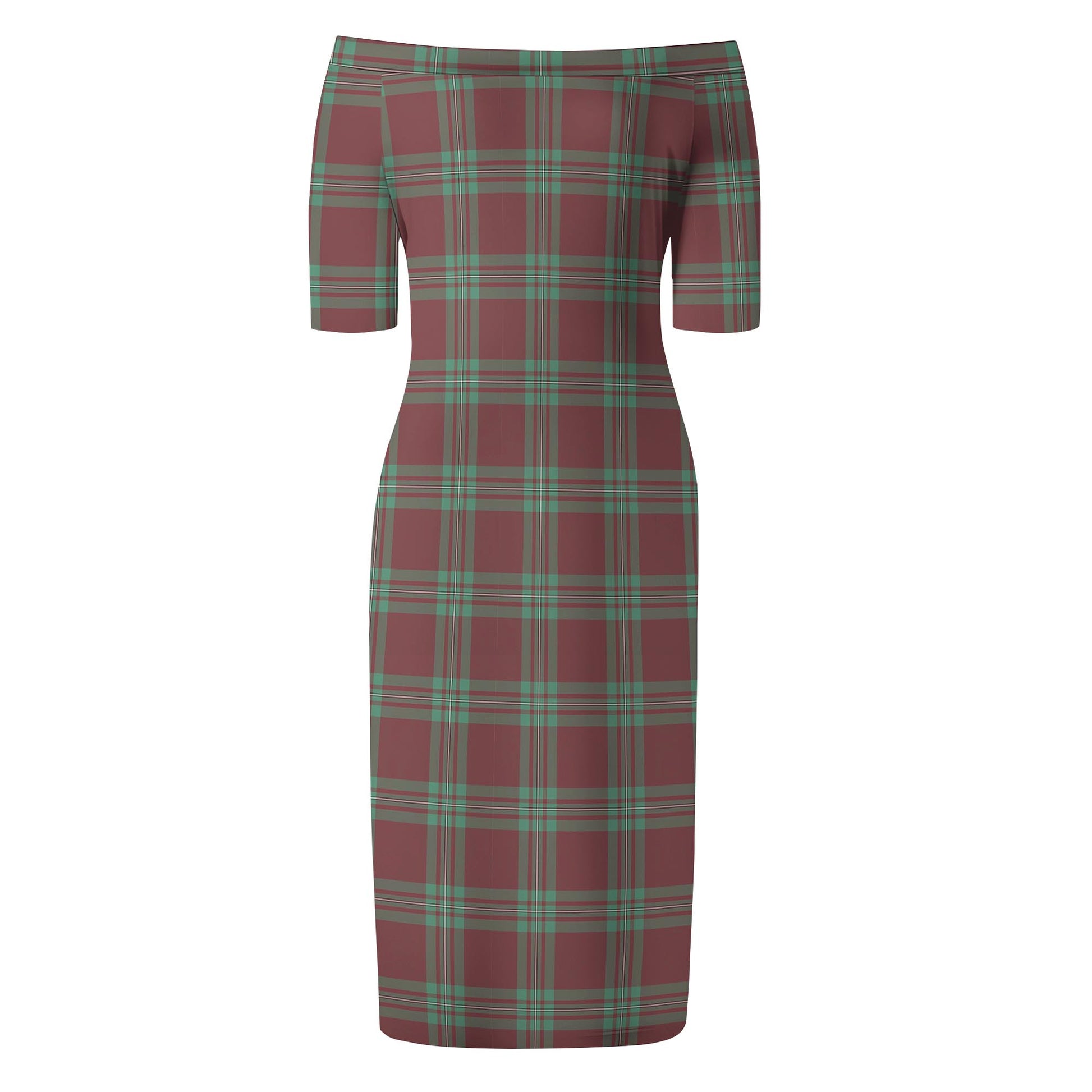 MacGregor Hunting Ancient Tartan Off Shoulder Lady Dress - Tartanvibesclothing