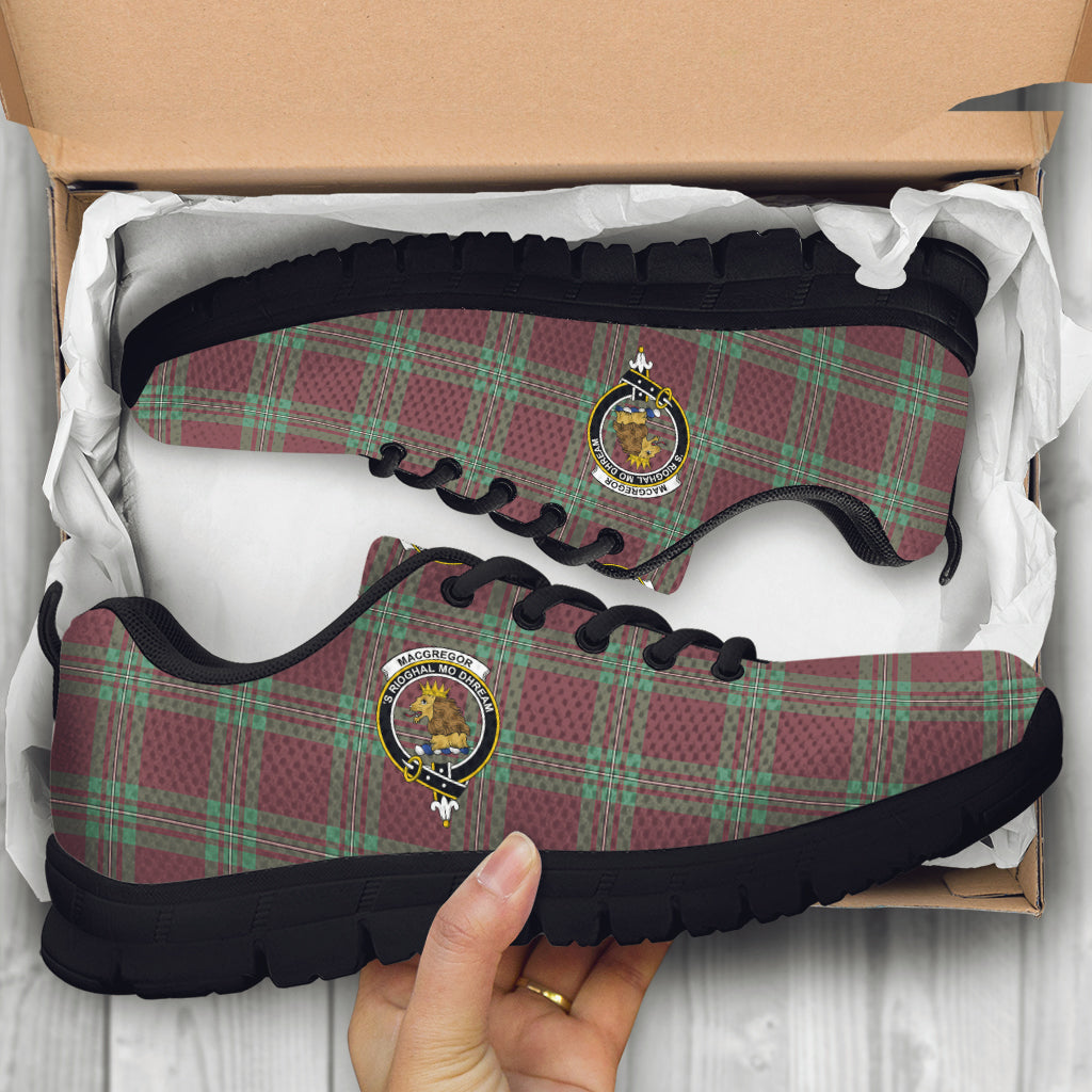 MacGregor Hunting Ancient Tartan Sneakers with Family Crest - Tartan Vibes Clothing