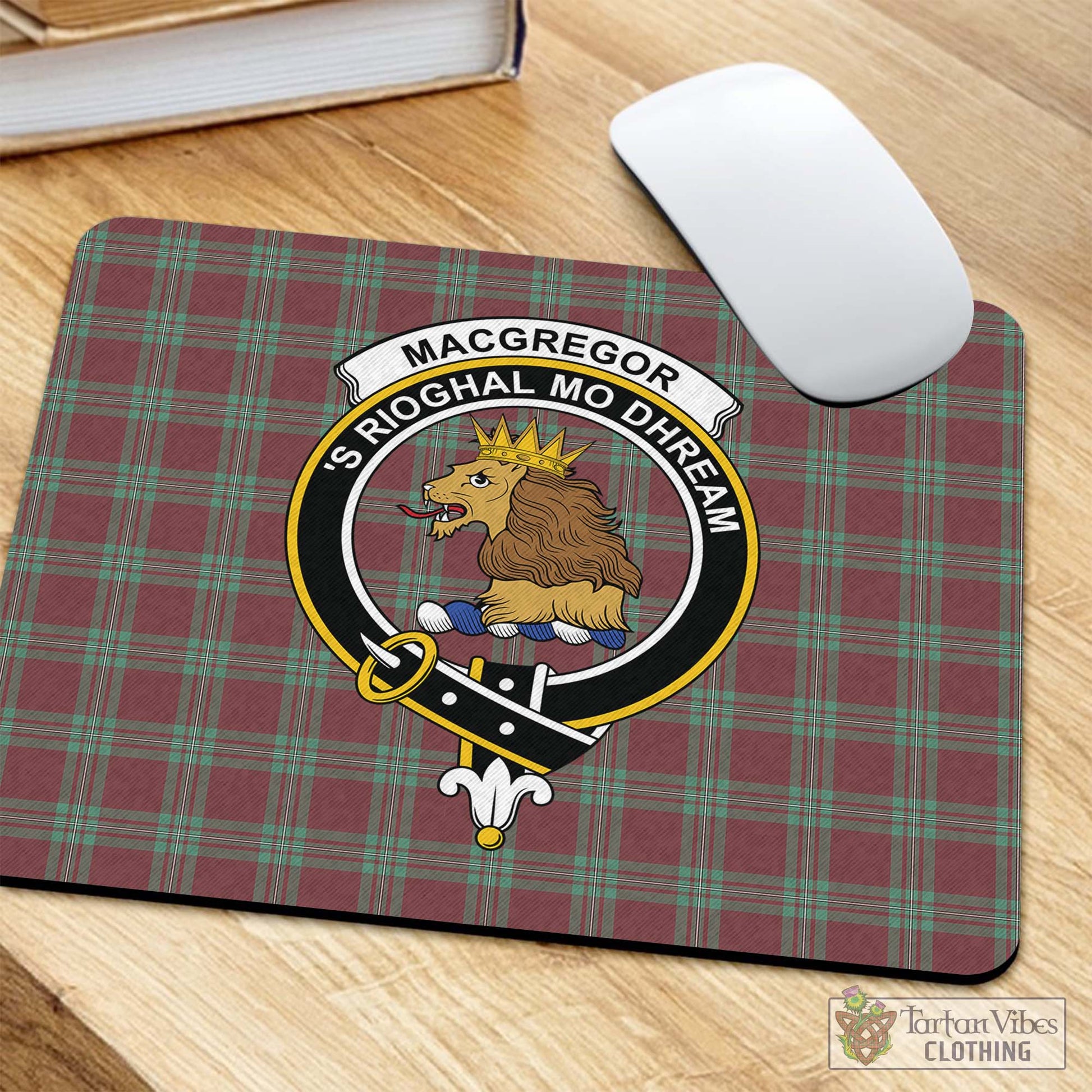 Tartan Vibes Clothing MacGregor Hunting Ancient Tartan Mouse Pad with Family Crest