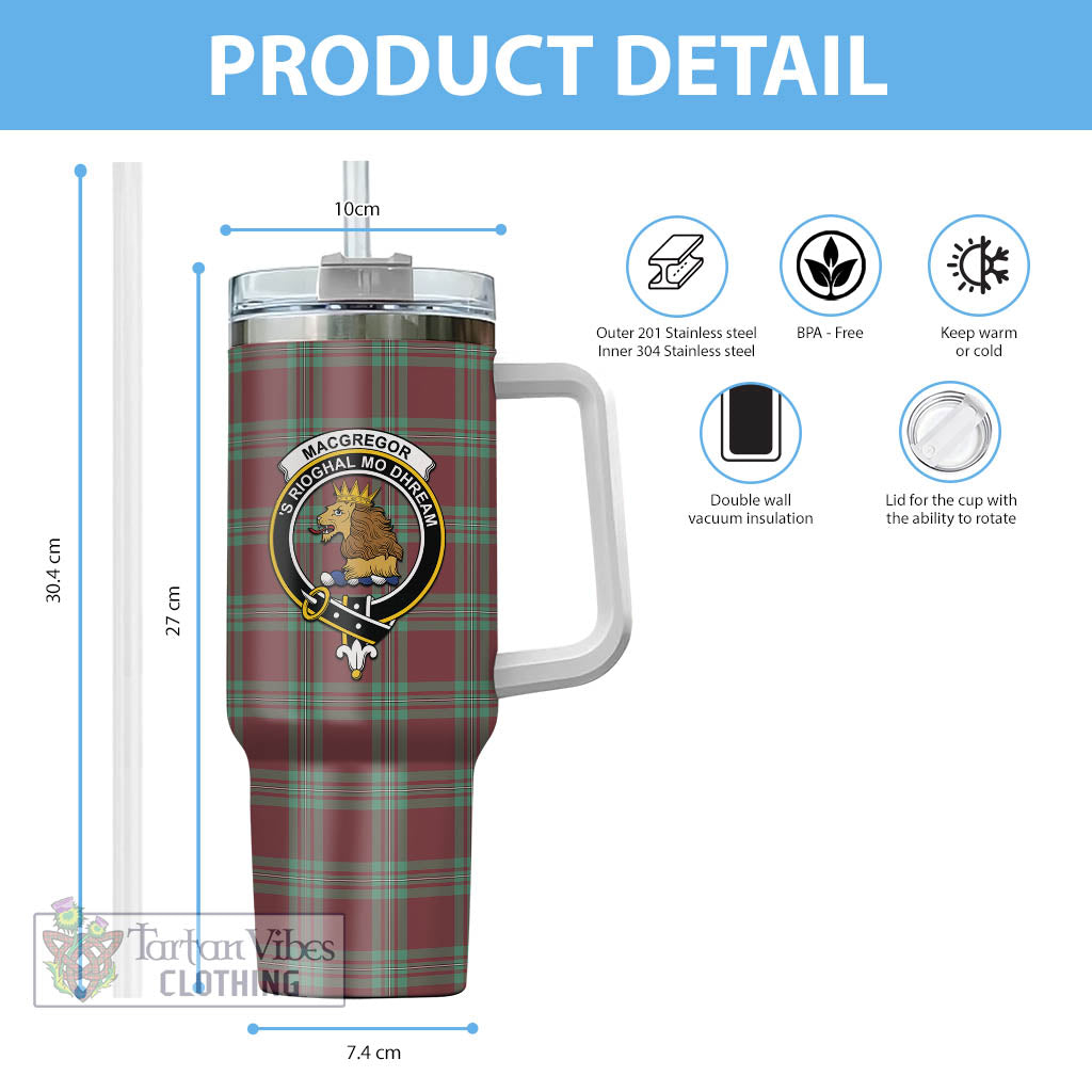 Tartan Vibes Clothing MacGregor Hunting Ancient Tartan and Family Crest Tumbler with Handle