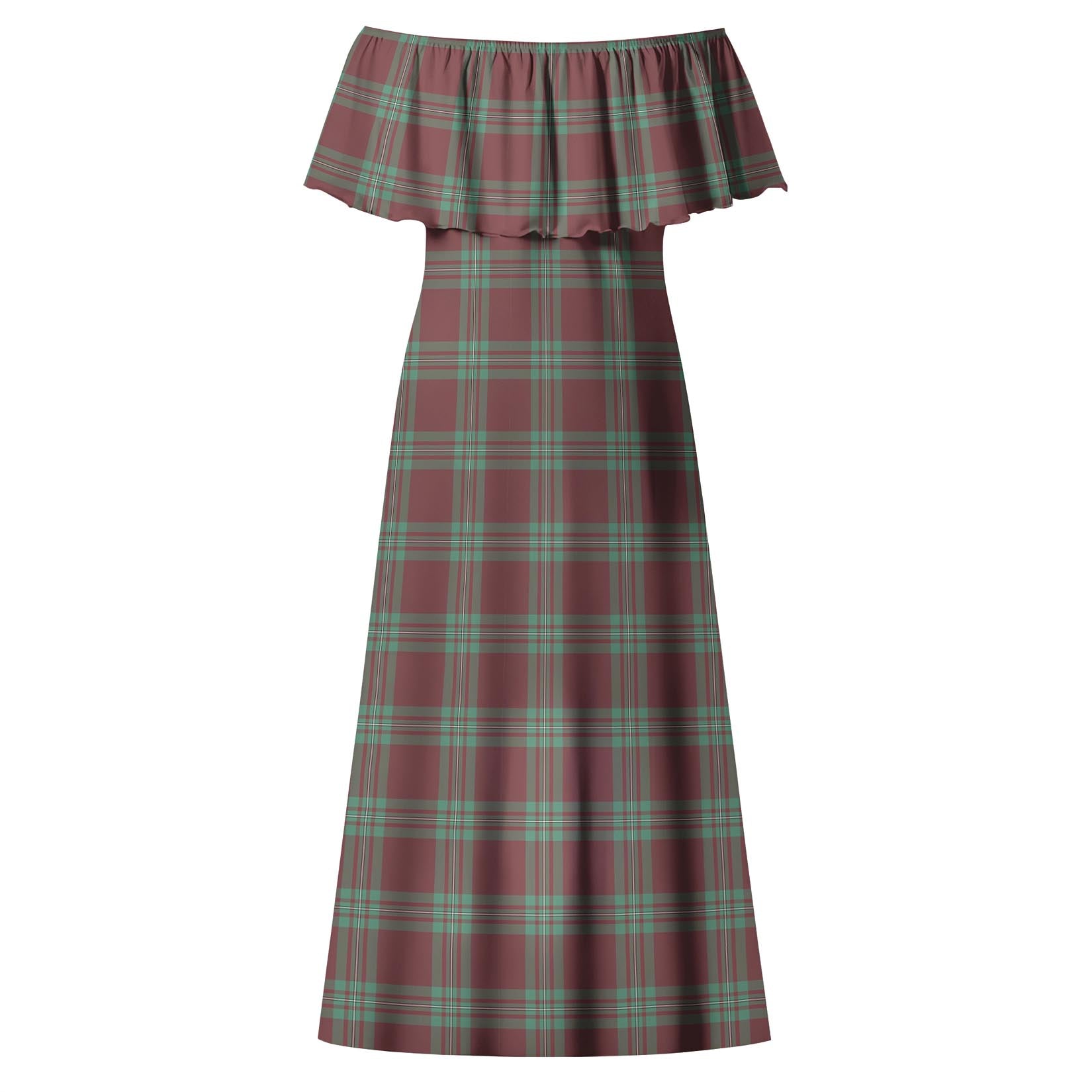 MacGregor Hunting Ancient Tartan Off Shoulder Long Dress - Tartanvibesclothing