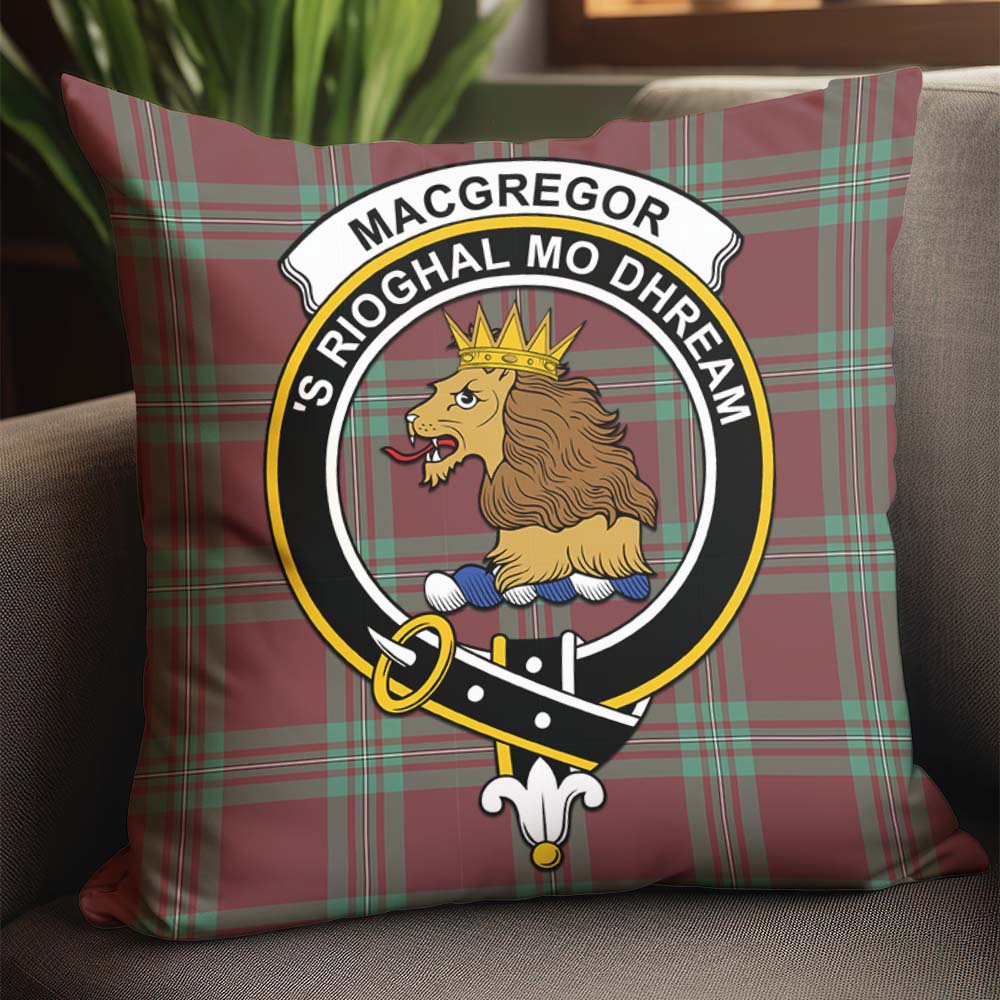 MacGregor Hunting Ancient Tartan Pillow Cover with Family Crest - Tartanvibesclothing