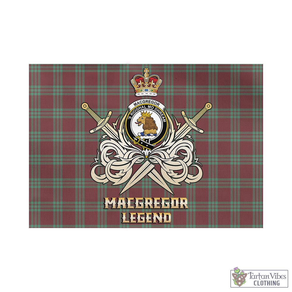 Tartan Vibes Clothing MacGregor Hunting Ancient Tartan Flag with Clan Crest and the Golden Sword of Courageous Legacy